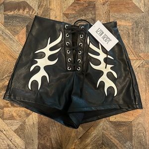 12th TRIBE “Danica Black Vegan Leather Shorts (2)